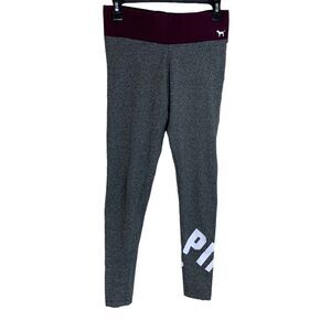 ‎PINK yoga leggings gray maroon